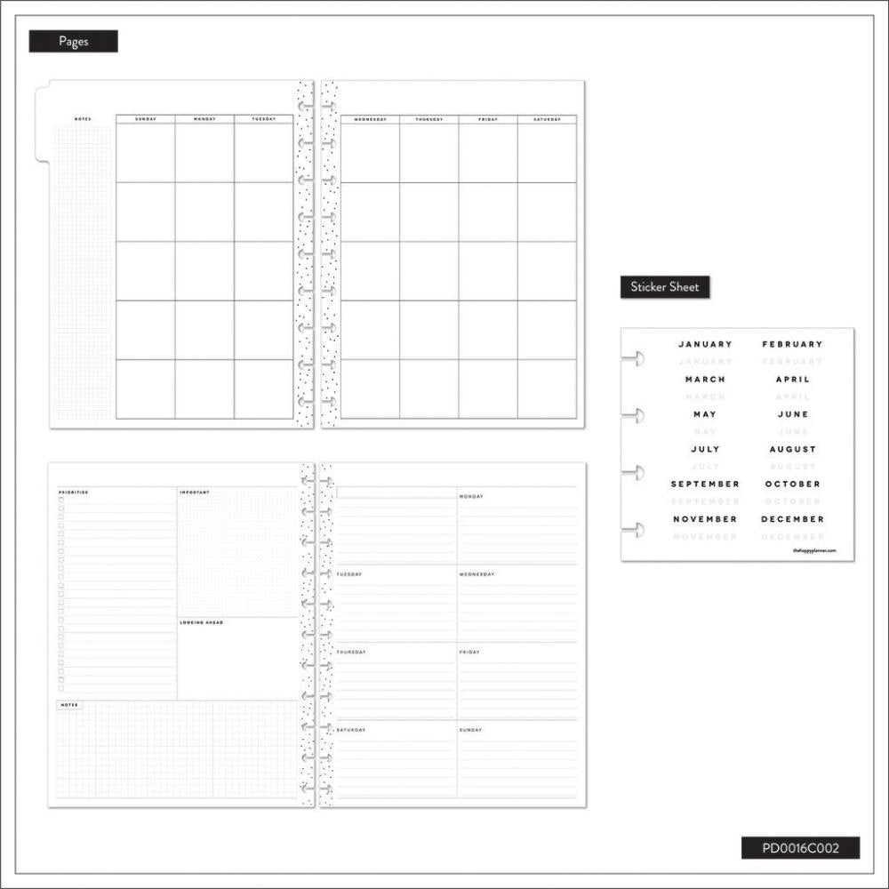 Undated Sweet & Simple Customisable Planner – Classic Dashboard Layout – 12 Months