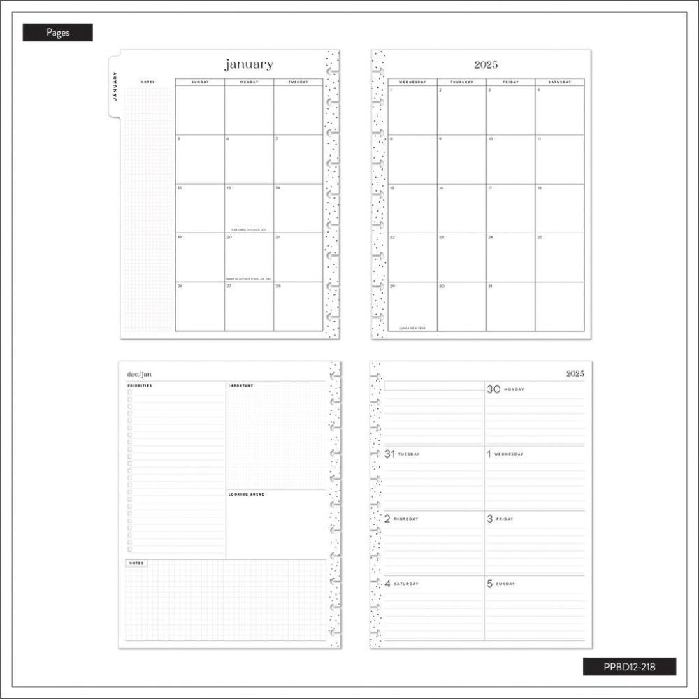 2025 Forest Flowers Happy Planner – BIG Dashboard Layout – 12 Months