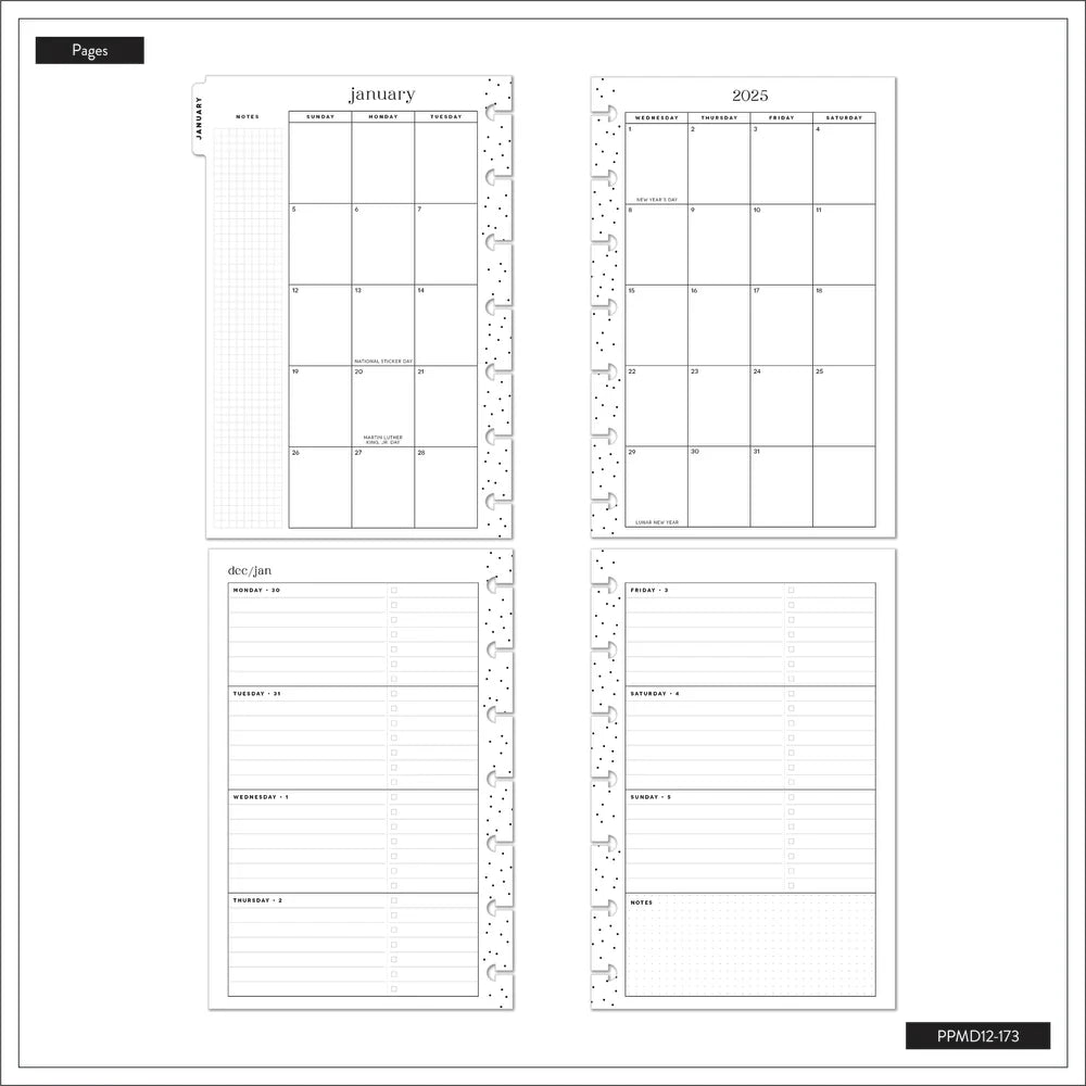 2025 Folk & Flora Happy Planner – Mini Horizontal Layout – 12 Months