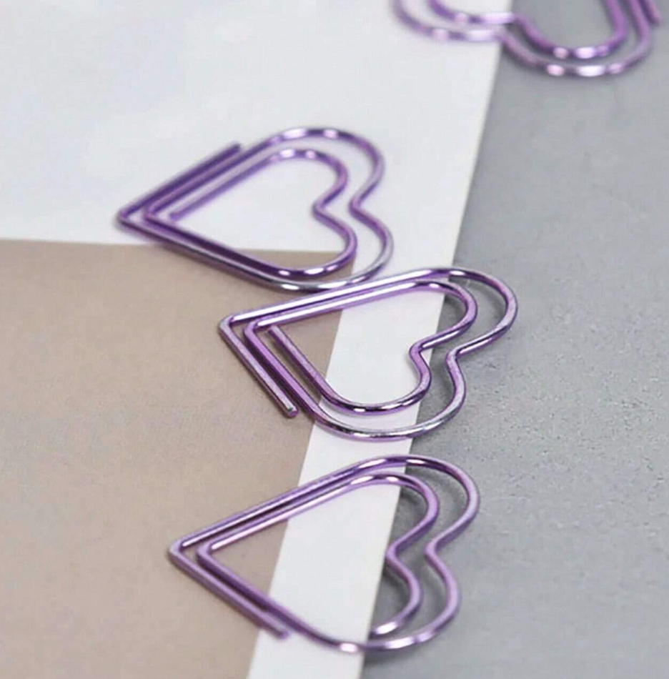 Lilac Heart Paper Clips